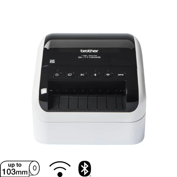 Brother QL-1110NWB 4-Inch Wide Network Label Printer with Wi-Fi/Bluetooth/LAN, 103mm DK, 300dpi, Crop Print, USB Host - QL-1110NWB