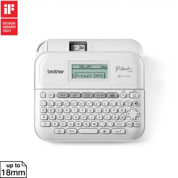 Brother PT-D410 Professional Label Printer with USB, TZe Tapes up to 18mm, 20mm/sec, QWERTY, LCD Preview, 50 Memory - PT-D410 (Bundle)