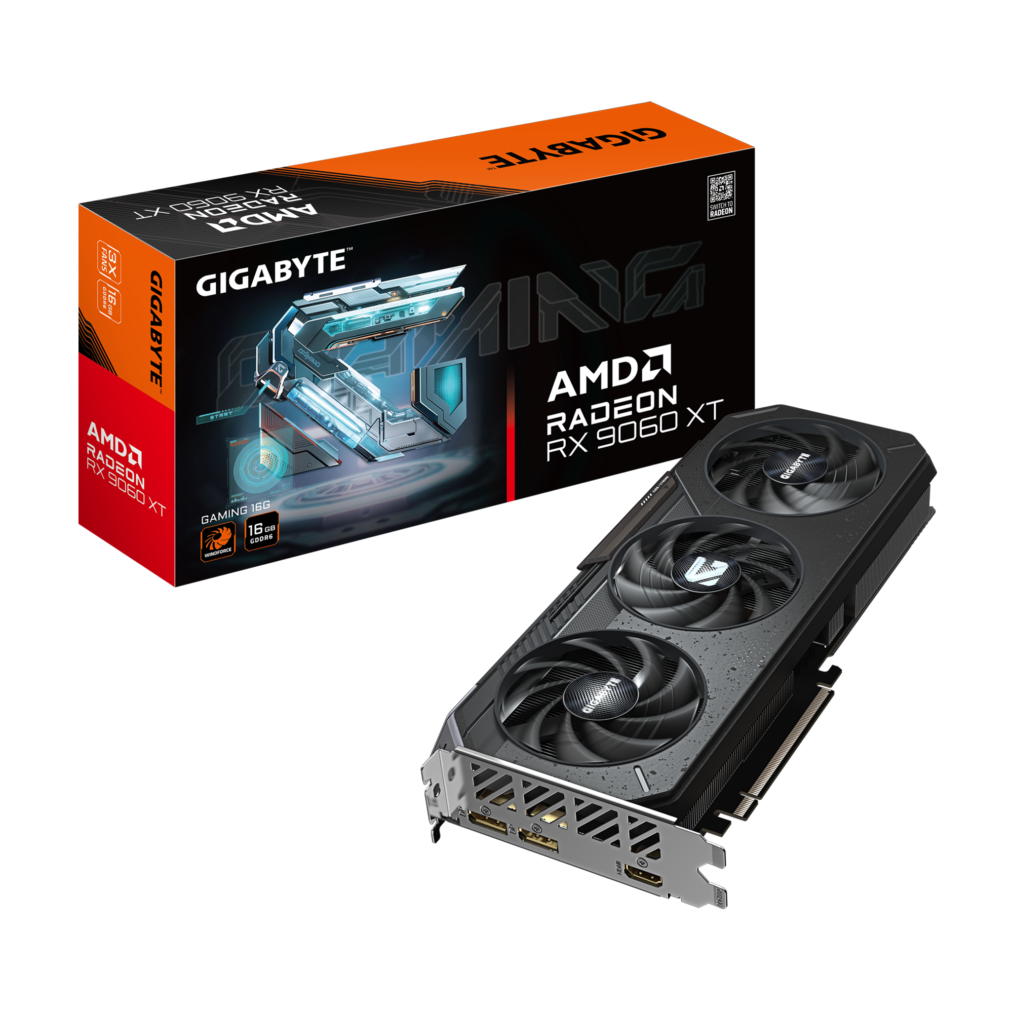 Gigabyte Radeon RX 9060 XT Gaming 16G, Windforce, 16GB GDDR6, PCIe 5.0 – GV-R9060XTGAMING-16GD...