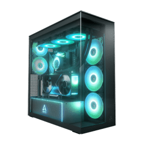 ARCTIC Xtender VG Mirror Black E-ATX Panorama Case Vertical GPU Mount PCIe 4.0 Riser Mirror Tinted Glass Dual 420mm Radiator 5x A-RGB Fans - ACPCC00019A