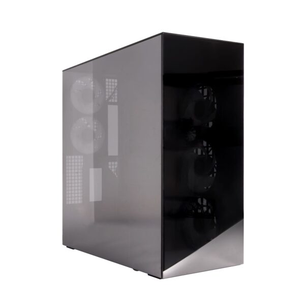 Xtender_VG_Black_Mirror_unlit_g01 ARCTIC Xtender VG Mirror Black E-ATX Panorama Case Vertical GPU Mount PCIe 4.0 Riser Mirror Tinted Glass Dual 420mm Radiator 5x A-RGB Fans - ACPCC00019A