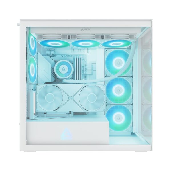 ARCTIC Xtender VG White E-ATX Panorama Case Vertical GPU Mount PCIe 4.0 Riser Clear Glass Dual 420mm Radiator 5x A-RGB Fans - ACPCC00017A