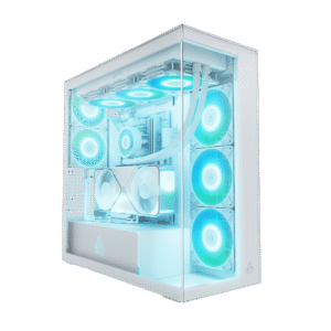 ARCTIC Xtender VG White E-ATX Panorama Case Vertical GPU Mount PCIe 4.0 Riser Clear Glass Dual 420mm Radiator 5x A-RGB Fans - ACPCC00017A