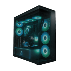 ARCTIC Xtender VG Black E-ATX Panorama Case Vertical GPU Mount PCIe 4.0 Riser Dual 420mm Radiator 5x A-RGB Fans - ACPCC00016A