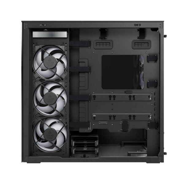 Xtender_VG_black_mirror_g07 ARCTIC Xtender VG Mirror Black E-ATX Panorama Case Vertical GPU Mount PCIe 4.0 Riser Mirror Tinted Glass Dual 420mm Radiator 5x A-RGB Fans - ACPCC00019A