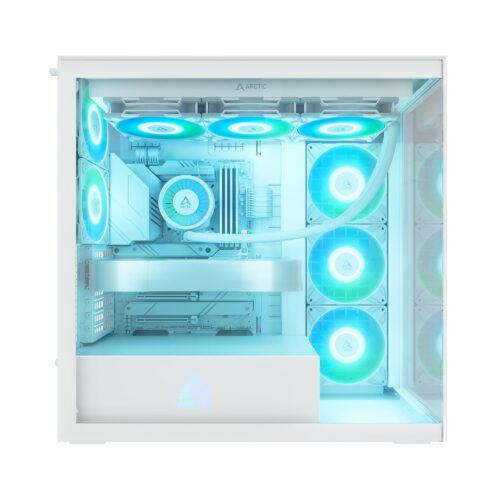 ARCTIC Xtender White E-ATX Panorama Case Clear Glass Dual 420mm Radiator Support 5x A-RGB Fans - ACPCC00014A