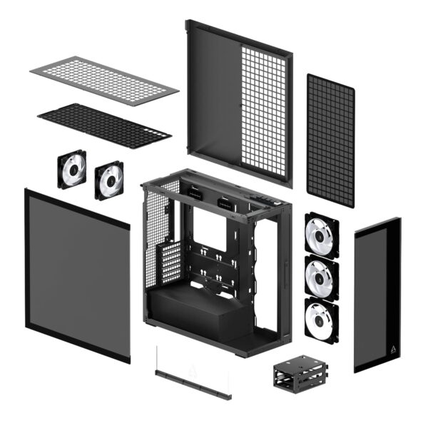 ARCTIC Xtender Black E-ATX Panorama Case Dual 420mm Radiator Support Tinted Glass 5x A-RGB Fans - ACPCC00015A