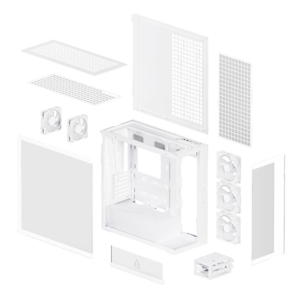 ARCTIC Xtender White E-ATX Panorama Case Clear Glass Dual 420mm Radiator Support 5x A-RGB Fans - ACPCC00014A