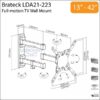 Brateck LDA21 Full-Motion TV Wall Mount 13-27 Inch up to 20kg - Brateck-LDA21-112
