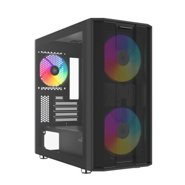 SAMA S30 Mesh Front M-ATX Mini Tower with 3 ARGB PWM Fans Black - S30-BKMP3AX1-GL