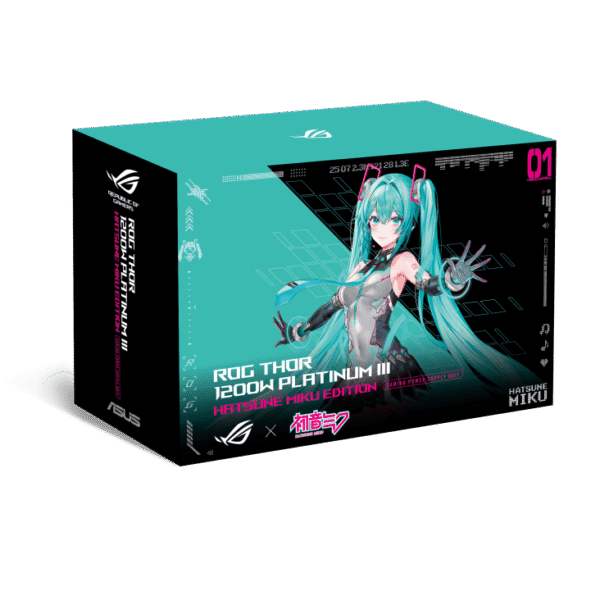 Asus ROG Thor 1200W Platinum III Hatsune Miku Edition, ATX 3.1 Fully Modular PSU, GaN MOSFET, Magnetic OLED, 0dB, Cybenetics Platinum/A++ - ROG-THOR-1200P3-MIKU
