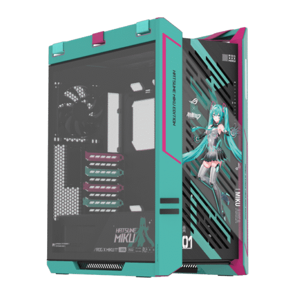 h732 (15) Asus ROG Strix Helios II Hatsune Miku Edition EATX Mid-Tower Case, Dual Tempered Glass, Aluminum Frame, 420/360mm Radiator Support, 450mm GPU Clearance - ROG STRIX HELIOS II GX601S HAT