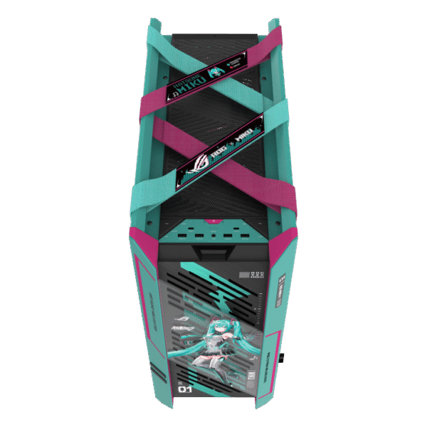 h732 (17) Asus ROG Strix Helios II Hatsune Miku Edition EATX Mid-Tower Case, Dual Tempered Glass, Aluminum Frame, 420/360mm Radiator Support, 450mm GPU Clearance - ROG STRIX HELIOS II GX601S HAT