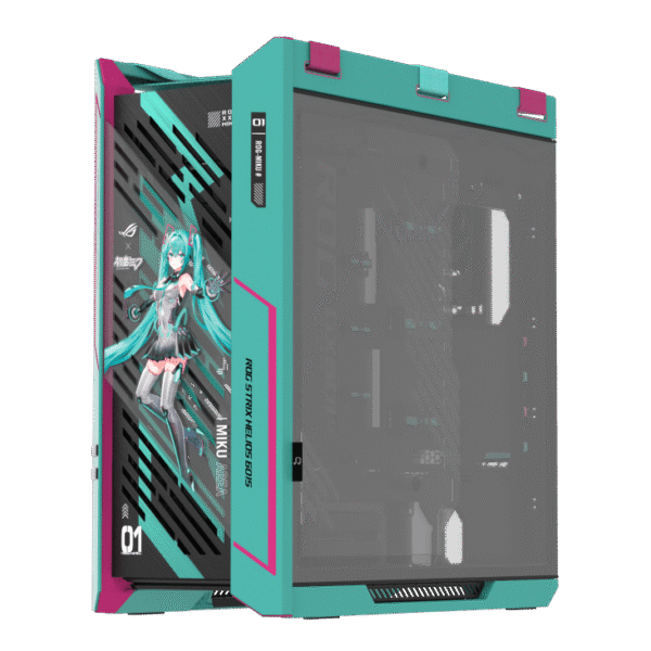 h732 (18) Asus ROG Strix Helios II Hatsune Miku Edition EATX Mid-Tower Case, Dual Tempered Glass, Aluminum Frame, 420/360mm Radiator Support, 450mm GPU Clearance - ROG STRIX HELIOS II GX601S HAT