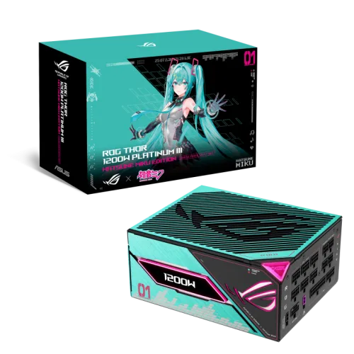Asus ROG Thor 1200W Platinum III Hatsune Miku Edition, ATX 3.1 Fully Modular PSU, GaN MOSFET, Magnetic OLED, 0dB, Cybenetics Platinum/A++ - ROG-THOR-1200P3-MIKU
