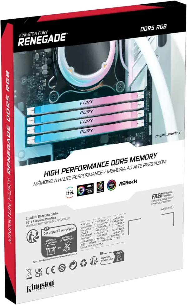 Kingston FURY KF564C32RWAK2-32 White DDR5-6400 CL32 32GB (2x16GB) Desktop Memory - KF564C32RWAK2-32