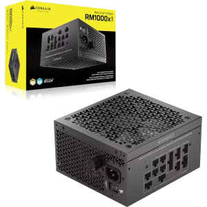 Corsair RM1000x SHIFT 1000W ATX 3.1 Fully Modular PSU, Cybenetics Gold, SHIFT Side Connectors, Native 12V-2x6, Fan Speed Control Knob - CP-9020300-NA