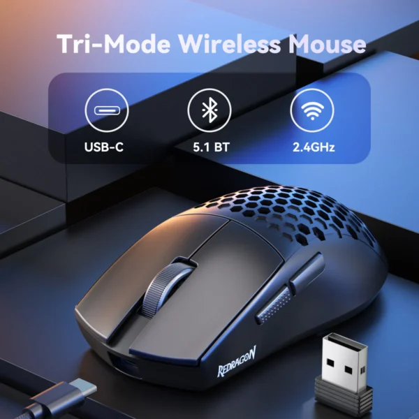 Redragon Astrolabe Lite White Tri-Mode Honeycomb Gaming Mouse 10000 DPI - Redragon ASTROLABE LITE RD M725W-LIT