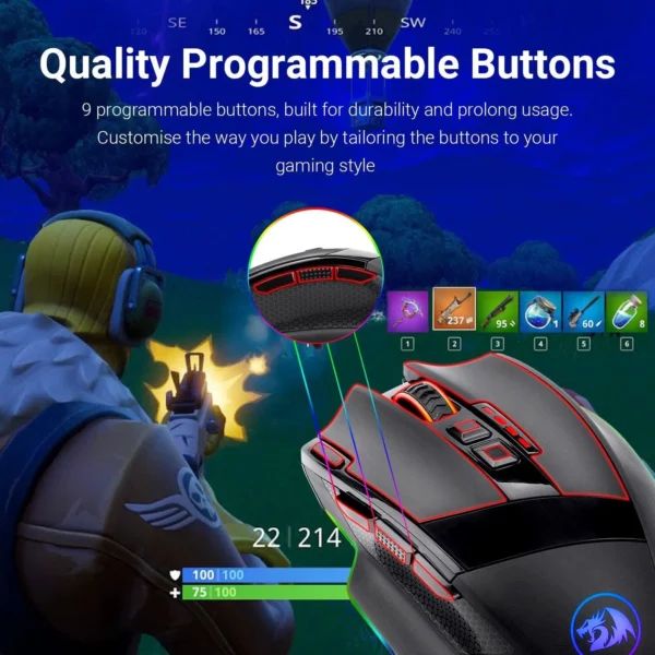 Redragon Sniper Pro Wireless Gaming Mouse 16000 DPI RGB Dual Mode - Redragon SNIPER PRO RD M801P-RGB