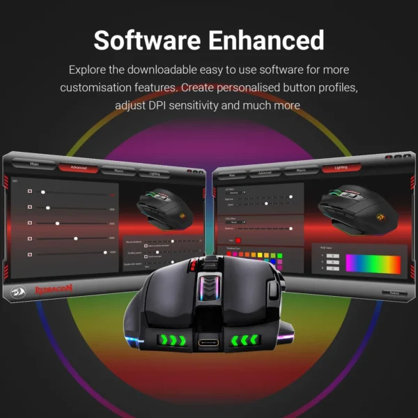 Redragon Sniper Pro Wireless Gaming Mouse 16000 DPI RGB Dual Mode - Redragon SNIPER PRO RD M801P-RGB