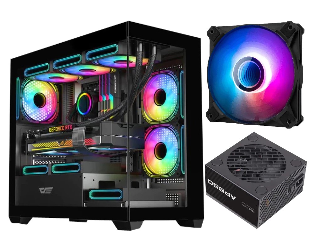 Darkflash AE650 Micro-ATX Case with 8x Infinity 8 ARGB Fans and 650W PSU Bundle – Darkflash AE650 Bundle