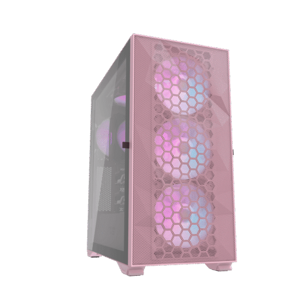 Darkflash DLX21 Pink E-ATX Mesh Swing Door Tempered Glass Case - Darkflash DLX21 Pink