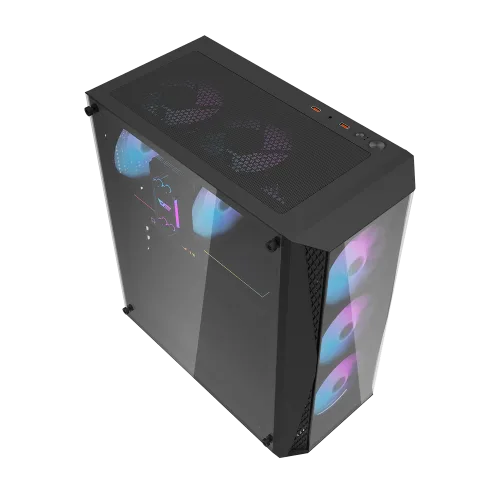 Darkflash DK352 Plus Black ATX Tempered Glass Front Gaming Case with 4 ARGB Fans - Darkflash DK352 Plus Black