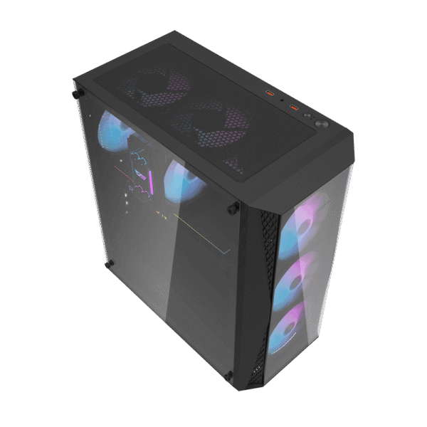 Darkflash DK352 Plus Black ATX Tempered Glass Front Gaming Case with 4 ARGB Fans - Darkflash DK352 Plus Black