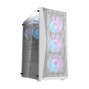 Darkflash DK352 Mesh White ATX Gaming Case Tempered Glass with 4 ARGB Fans - Darkflash DK352 Mesh White