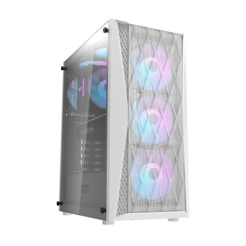 Darkflash DK352 Mesh White ATX Gaming Case Tempered Glass with 4 ARGB Fans - Darkflash DK352 Mesh White
