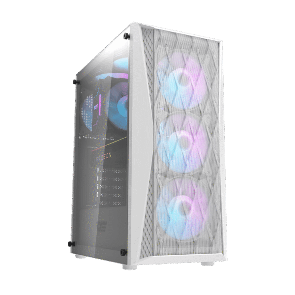Darkflash DK352 Mesh White ATX Gaming Case Tempered Glass with 4 ARGB Fans - Darkflash DK352 Mesh White