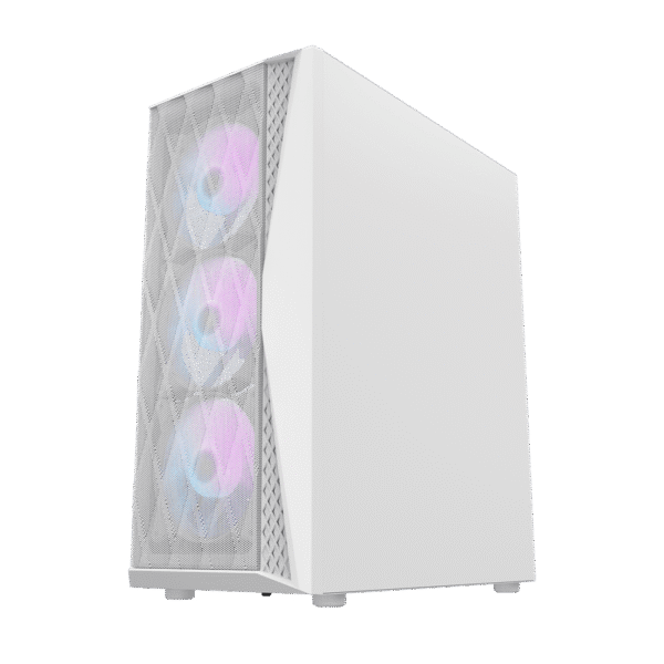 Darkflash DK352 Mesh White ATX Gaming Case Tempered Glass with 4 ARGB Fans - Darkflash DK352 Mesh White
