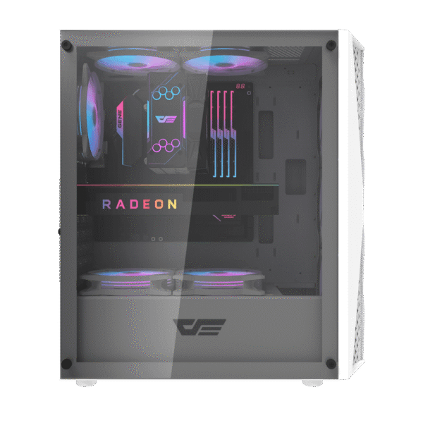 Darkflash DK352 Mesh White ATX Gaming Case Tempered Glass with 4 ARGB Fans - Darkflash DK352 Mesh White