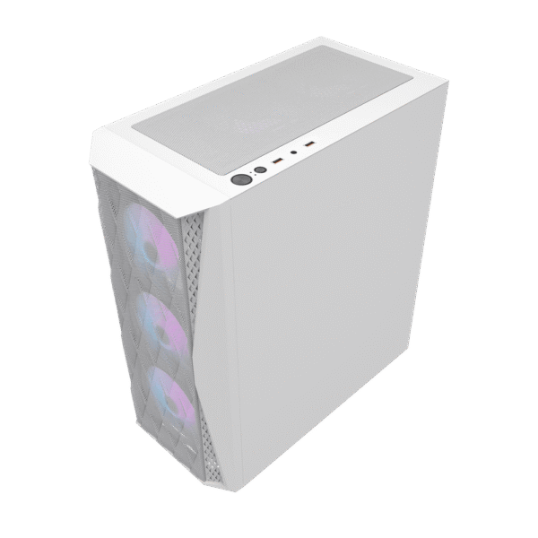 Darkflash DK352 Mesh White ATX Gaming Case Tempered Glass with 4 ARGB Fans - Darkflash DK352 Mesh White