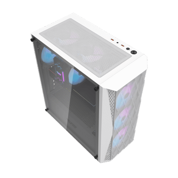 Darkflash DK352 Mesh White ATX Gaming Case Tempered Glass with 4 ARGB Fans - Darkflash DK352 Mesh White