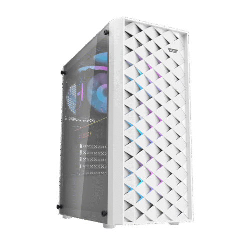Darkflash DK351 White ATX Gaming Case Tempered Glass with 4 ARGB Fans - Darkflash DK351 White