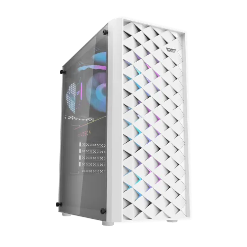 Darkflash DK351 White ATX Gaming Case Tempered Glass with 4 ARGB Fans - Darkflash DK351 White