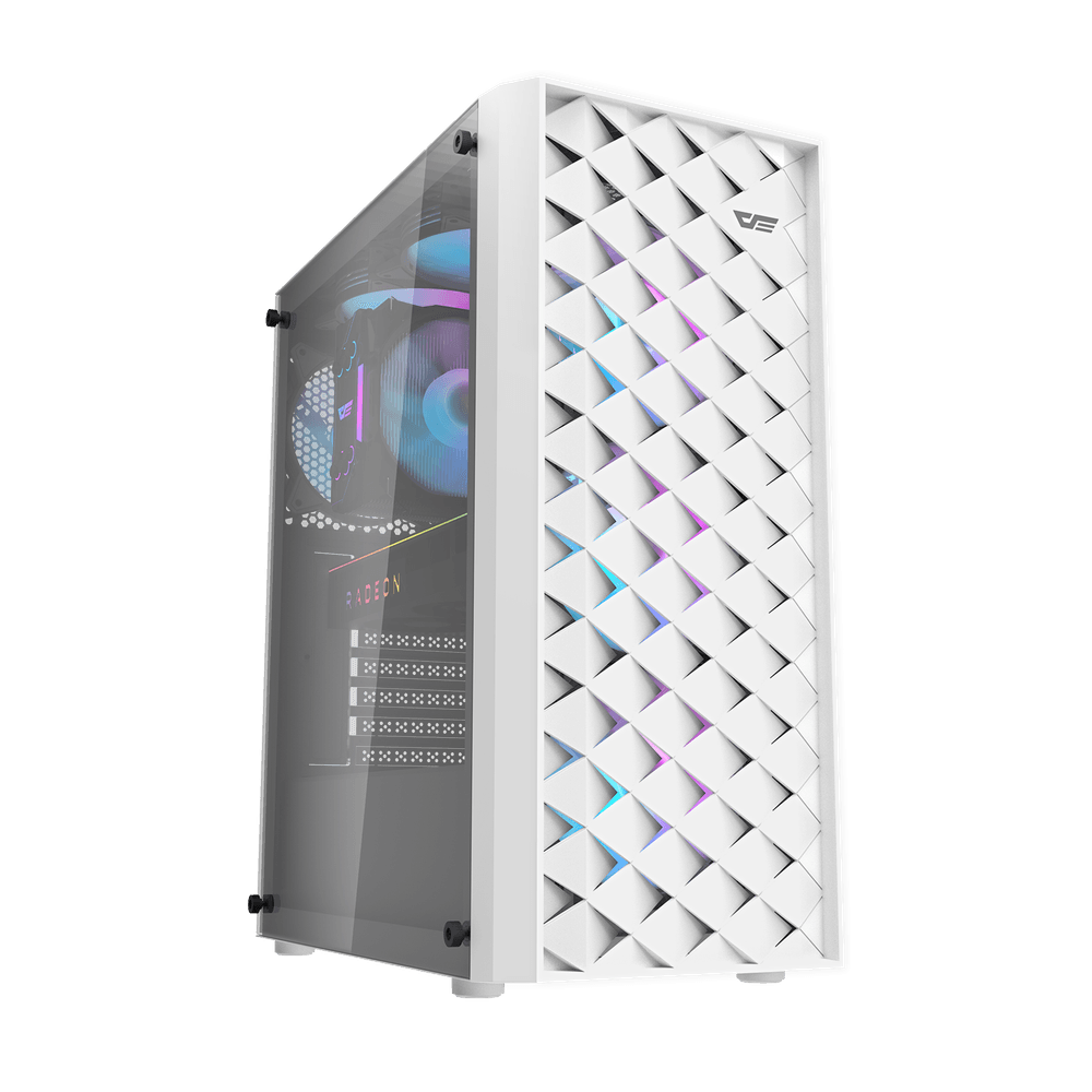 Darkflash DK351 White ATX Gaming Case Tempered Glass with 4 ARGB Fans – Darkflash DK351 White...