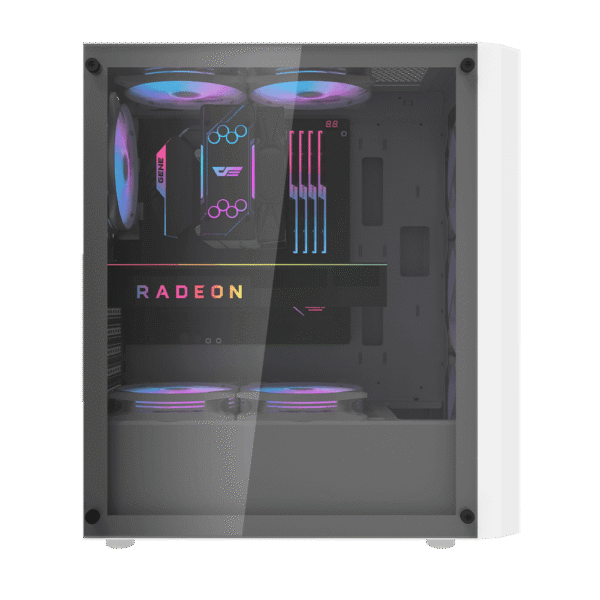 Darkflash DK351 White ATX Gaming Case Tempered Glass with 4 ARGB Fans - Darkflash DK351 White