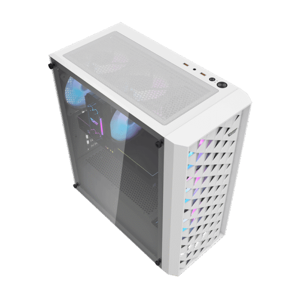 Darkflash DK351 White ATX Gaming Case Tempered Glass with 4 ARGB Fans - Darkflash DK351 White
