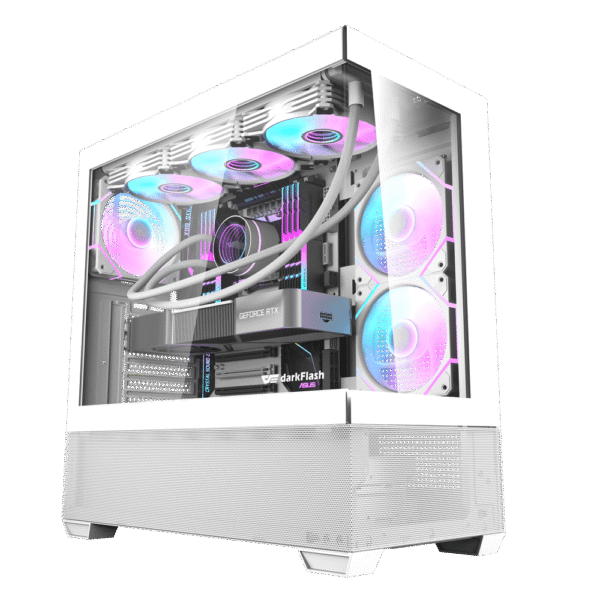 202403010010740 Darkflash DS900 Air White ATX Mid-Tower Panoramic Tempered Glass Mesh High Airflow Case - Darkflash DS900 Air White