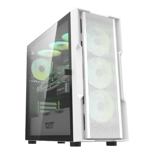 Darkflash DK431 E-ATX Mesh Front Case with 4 ARGB Fans - Darkflash DK431 White