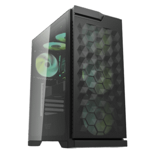 Darkflash DK361 Black ATX Mid-Tower Case Hexagon Mesh High Airflow Tempered Glass with 4 ARGB fans included - Darkflash DK361 Black