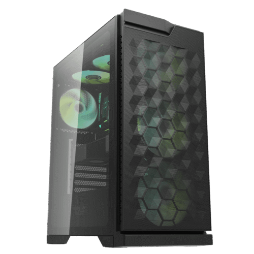 Darkflash DK361 Black ATX Mid-Tower Case Hexagon Mesh High Airflow Tempered Glass with 4 ARGB fans included - Darkflash DK361 Black