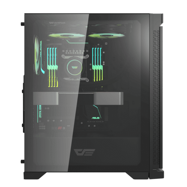 202403010011101 Darkflash DK361 Black ATX Mid-Tower Case Hexagon Mesh High Airflow Tempered Glass with 4 ARGB fans included - Darkflash DK361 Black