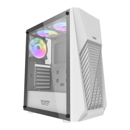 Darkflash DK150 White ATX Gaming Case Tempered Glass with 3 Rainbow Fans - Darkflash DK150 White