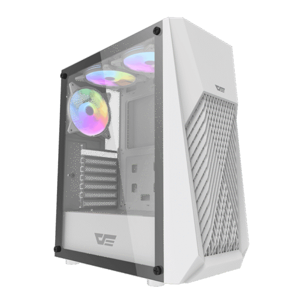 202403080017790 Darkflash DK150 White ATX Gaming Case Tempered Glass with 3 Rainbow Fans - Darkflash DK150 White