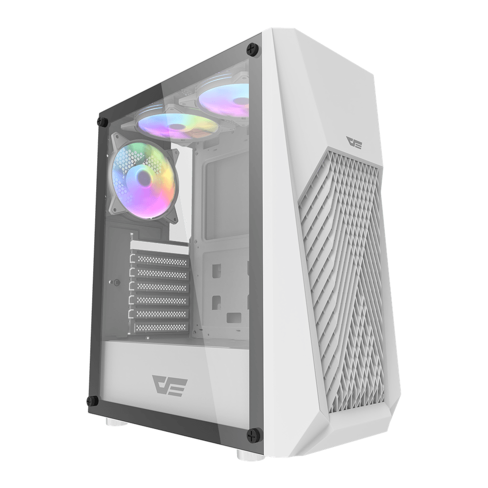 Darkflash DK150 White ATX Gaming Case Tempered Glass with 3 Rainbow Fans – Darkflash DK150 Whi...