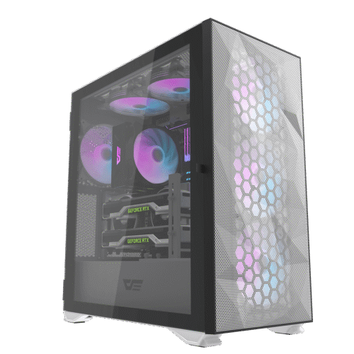 Darkflash DLX21 M-ATX Compact Case with Tempered Glass and Mesh Front - Darkflash DLX21 White