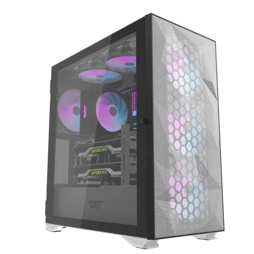 Darkflash DLX21 M-ATX Compact Case with Tempered Glass and Mesh Front - Darkflash DLX21 White